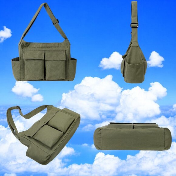 Canvas Messenger Bag Hobo Shoulder Bag Crossbody Bag - Picture 4 of 7